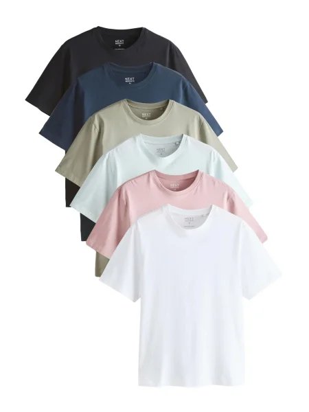 Next Tricou Essential albastru deschis / verde pastel / roz / negru alb