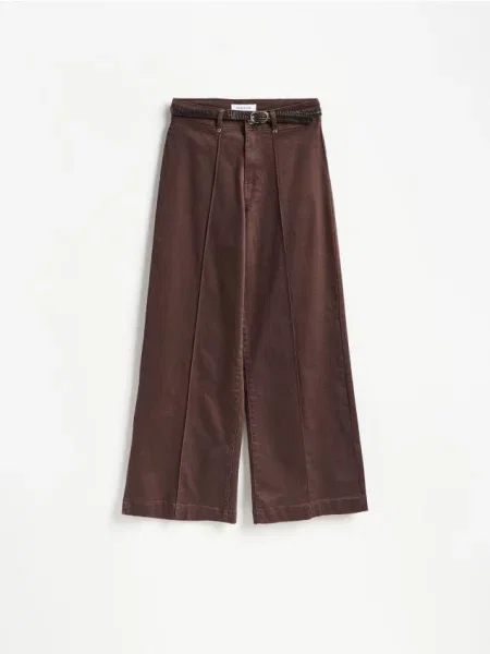 Reserved Blugi wide leg cu curea maro