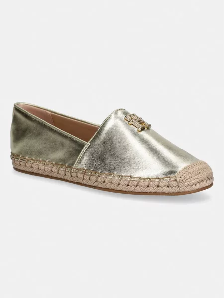 Tommy Hilfiger espadrile pentru femei din piele TH LOGO GOLD ESPADRILLE