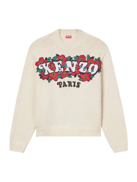 Kenzo sweter wełniany x Verdy beżowy ciepły biały