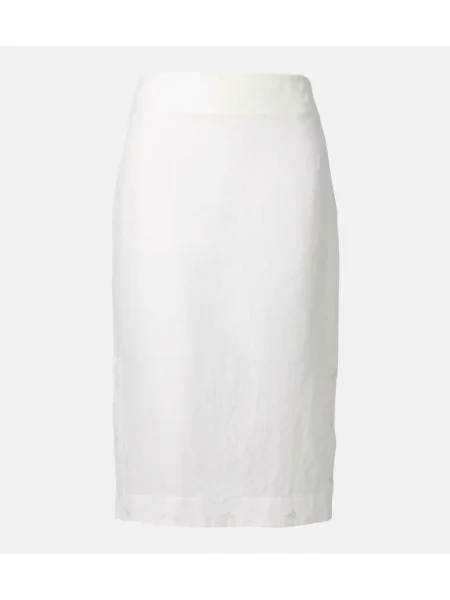 Fustă tip creion Róhe cu model floral transparente din organza alb