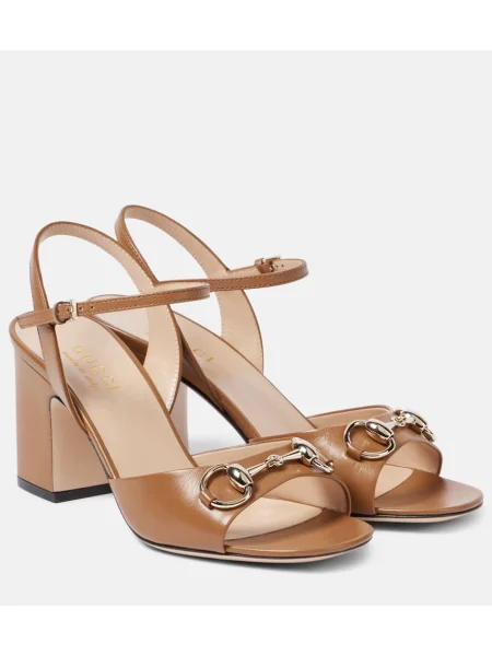 Usnjene sandali Gucci rjava