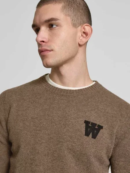 Sweter wełniany z imitacji dzianiny Wood Wood