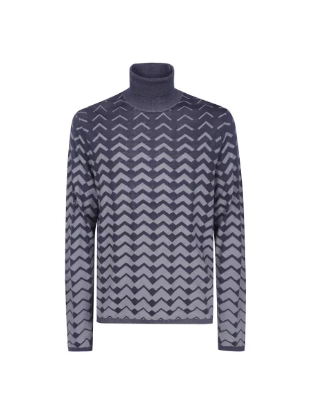 Lniany sweter z golfem Emporio Armani niebieski