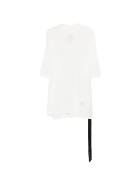 Tricou Rick Owens Drkshdw cu decolteu în U scurt alb