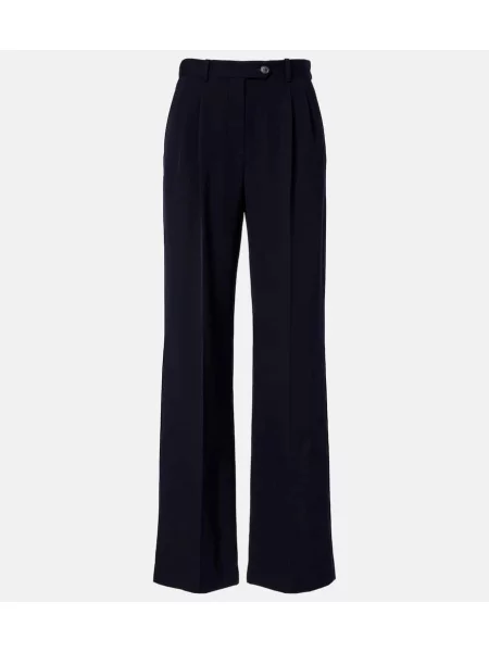 Pantaloni The Row de lână albastru