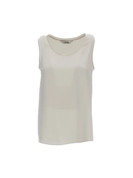 Lniany top Max Mara beżowy