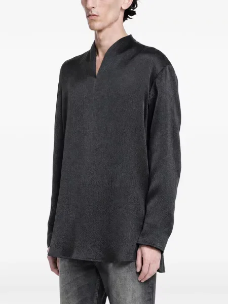 Cămașă Giorgio Armani cu decolteu în V negru
