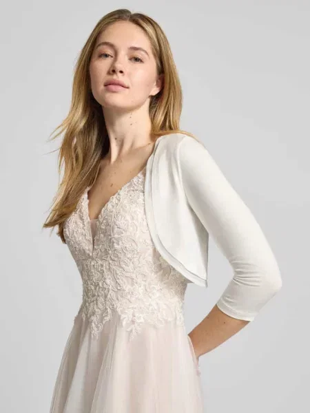 Bolero z mieszanki z rękawem V.m. biały