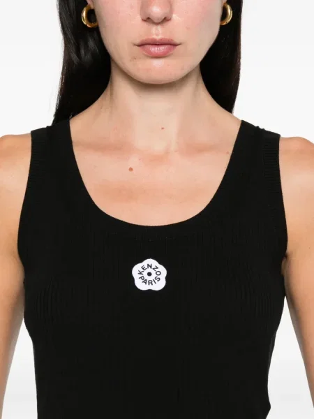 Top Kenzo cu broderie cu model floral negru