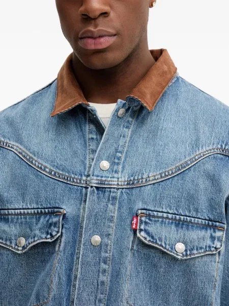 Geacă cu puf Levi's® cu glugă de flanelă albastru
