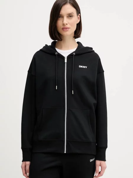 Dkny bluză cu glugă uni negru