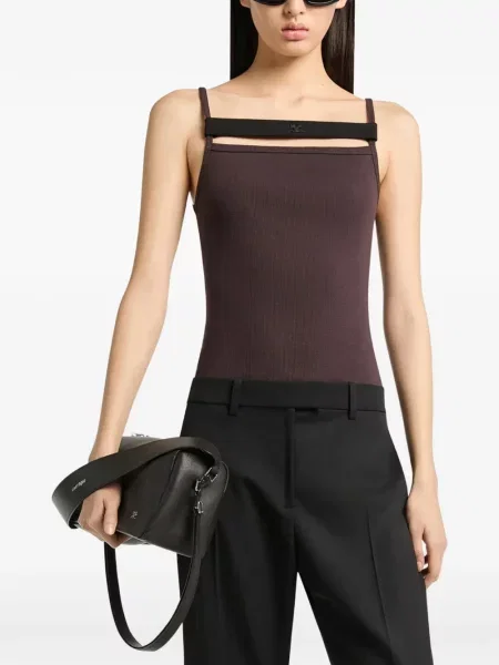 Top Courreges tricotate cu bretele violet