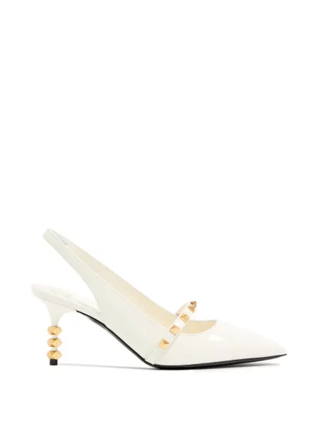 Pantofi cu toc Valentino Garavani din piele slingback alb