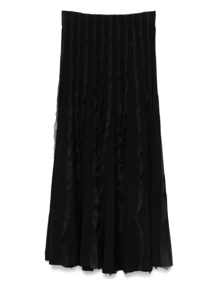 Fustă midi Emporio Armani cu volane negru