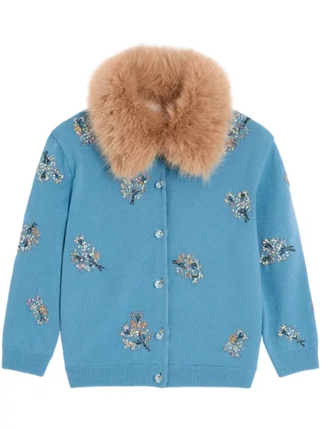 Haftowany kardigan Valentino Garavani wełniany niebieski