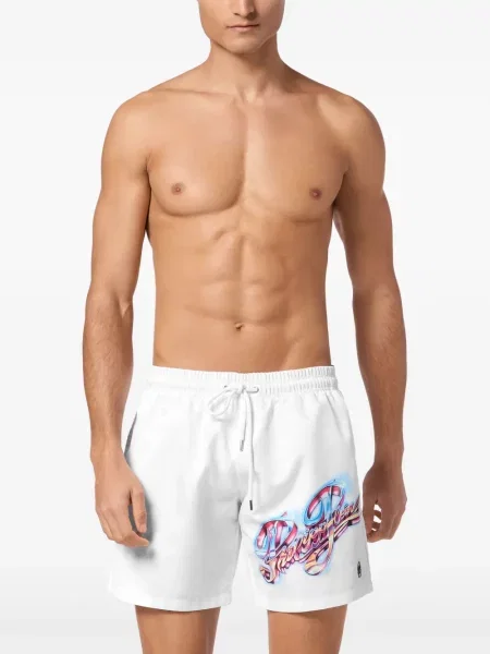 Pantaloni scurți Philipp Plein cu imagine alb