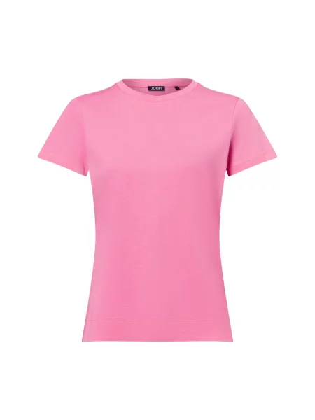 T-shirt z prążkowanym okrągłym dekoltem Joop! różowa