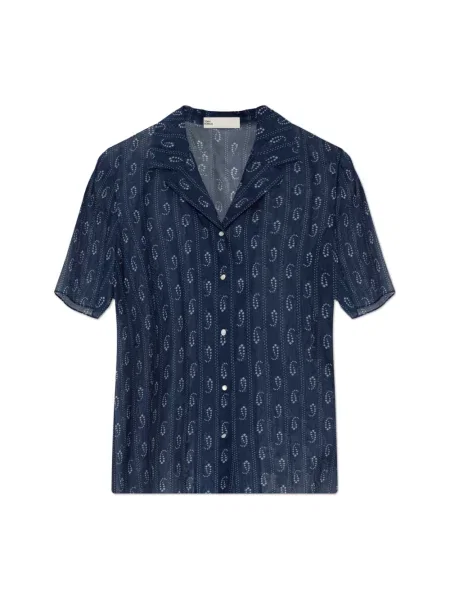 Koszula Tory Burch z krótkim rękawem niebieska