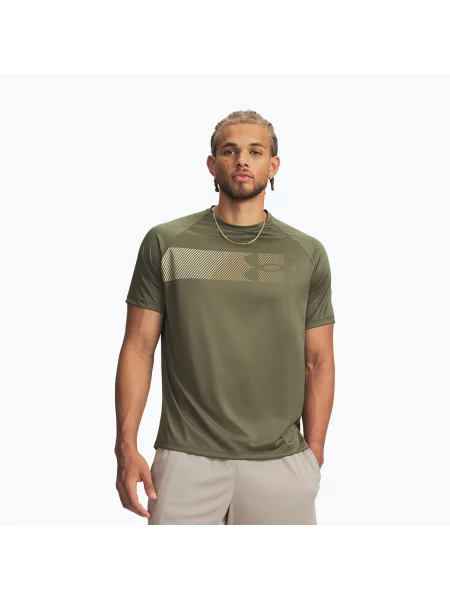 Tricou de antrenament bărbați Under Armour Tech Graphic Tee Marine Od Green/City Khaki verde