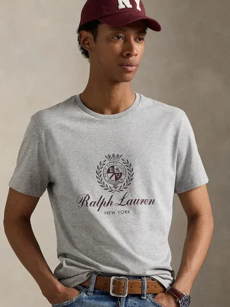 Тениска Polo Ralph Lauren с принт сиво