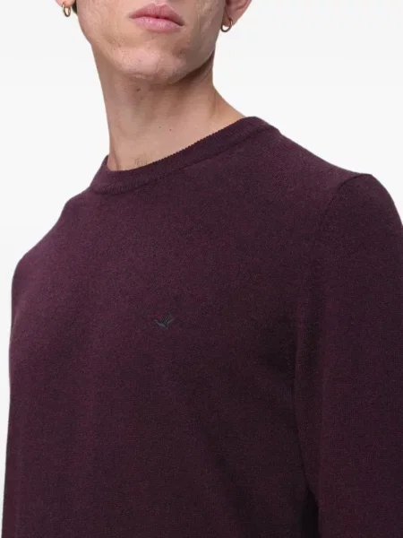 Haftowany sweter Brooksfield wełniany brązowy