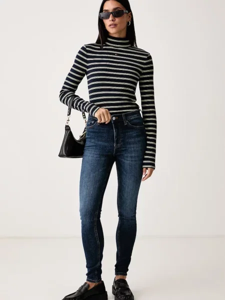 Bluză Tommy Jeans cu guler înalt