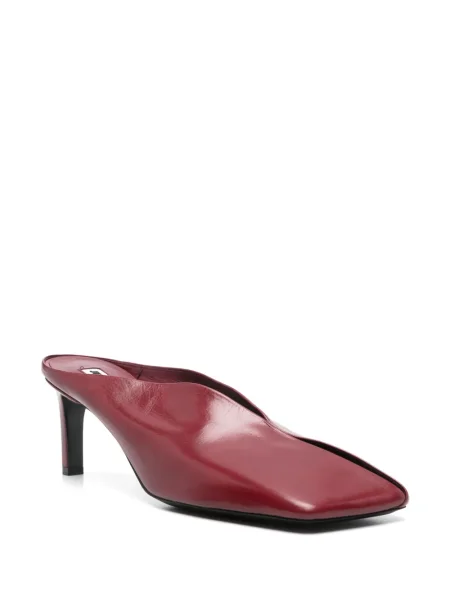 Papuci tip mules Jil Sander din piele roșu