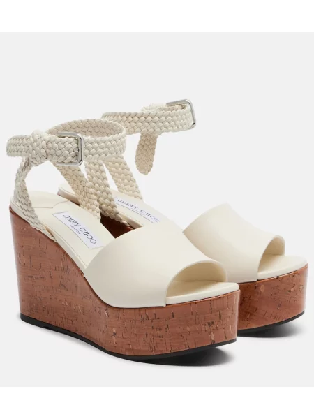 Sandale Jimmy Choo din piele cu pană alb