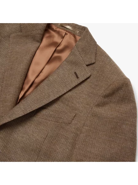 Lniana marynarka Brooks Brothers w jodełkę brązowa