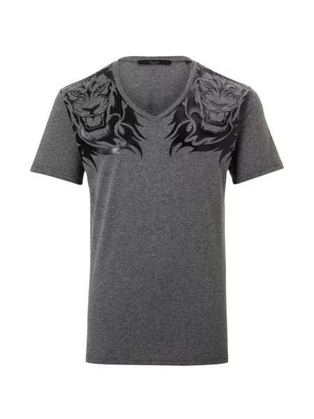 Tricou Billionaire cu imagine cu decolteu în V gri