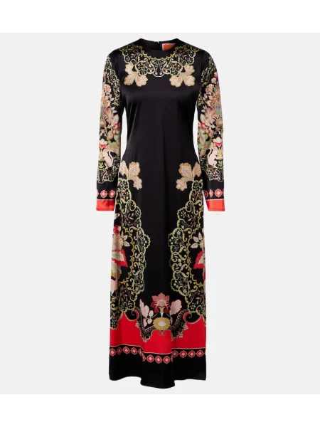 Rochie maxi La Doublej cu volane de costum negru