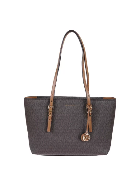 Shopperka Michael Kors skórzana z logo brązowa