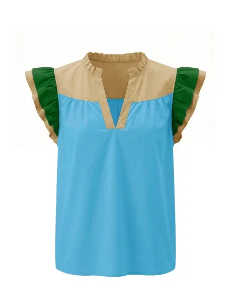 Imily Bela Bluză / azuriu / verde închis bej