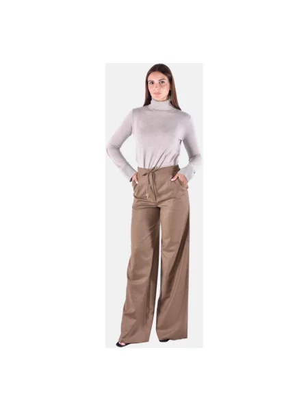 Spodnie Max Mara Studio wełniane brązowe