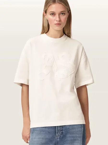 AllSaints Tricou INSIGNIA ETTA | Oversize fit alb