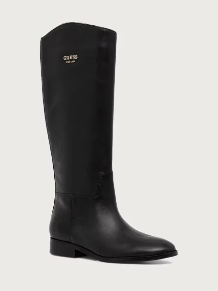 Guess cizme cu plat pentru femei din piele NAURE negru