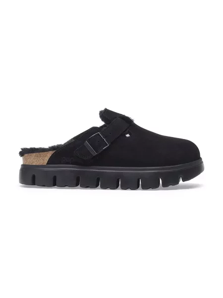 Birkenstock Boston Chunky Shearling LEVE șlapi cu călcâiul deschis pentru femei din piele întoarsă