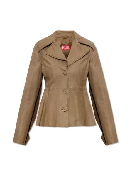 Kurtka skórzana Diesel brązowa