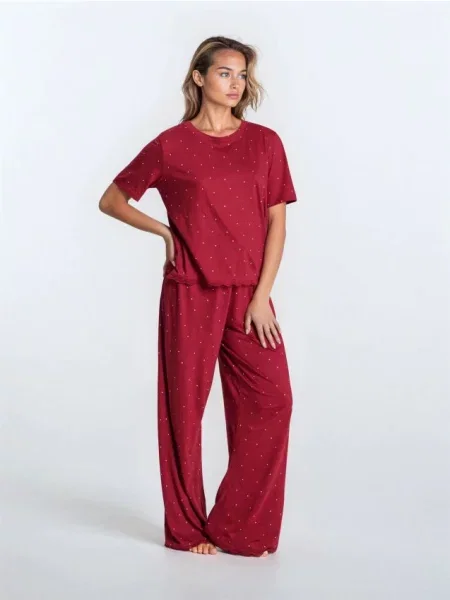 Двокомплектна піжама з домішкою бордовий