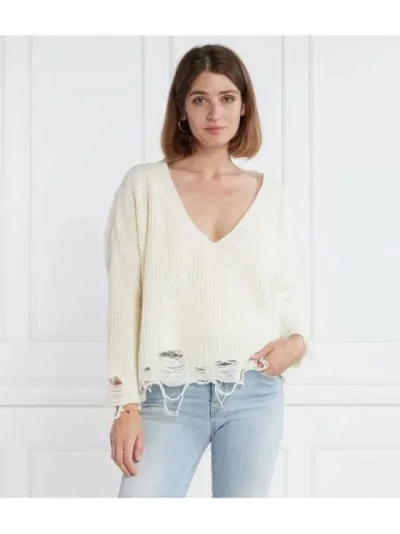 Pinko de lână pulover alb