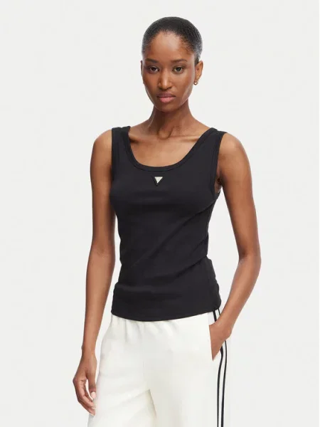 Guess top za žene s pamukom OLYMPE crna