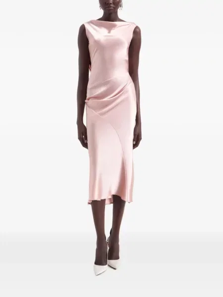Rochie midi Nina Ricci asimetrică drapată roz