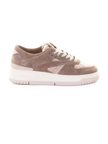 Sneakersy D.a.t.e. zamszowe typu teddy beżowe