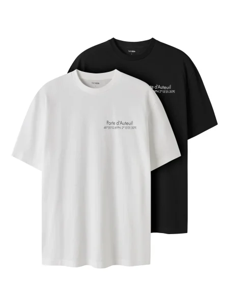 TWO SOON Tricou negru alb