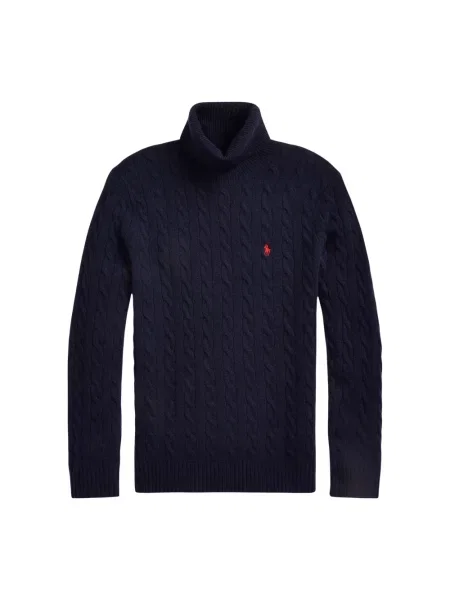 Polo Ralph Lauren sweter wełniany granatowy lekkie z golferm niebieski