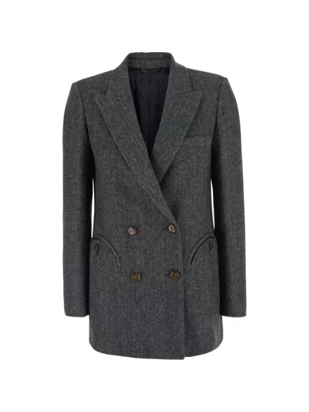 Sacou Blazé Milano cu model herringbone cu două rânduri de nasturi gri
