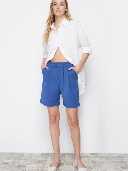 Bermude Trendyol cu velcro tricotate albastru