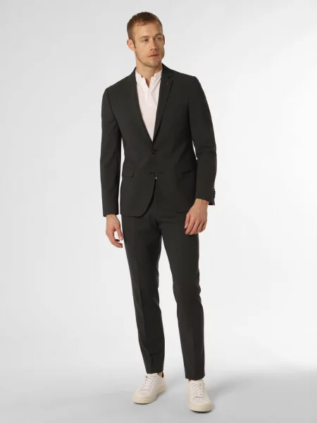 Finshley & Harding London garnitur Mężczyźni Slim Fit Sztuczne włókno marmurkowy 24 szary