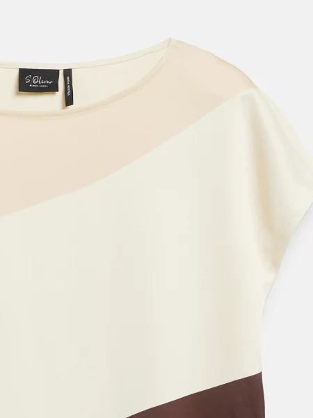 S.Oliver BLACK LABEL Tričko krémová / nebielená / čokoládová čierna
